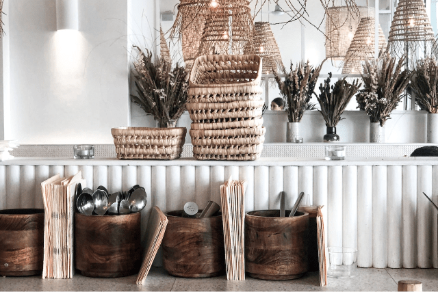 baskets on a counter top