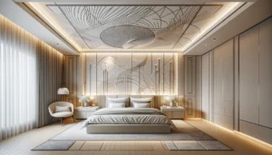 master bedroom with a modern artistic flair false ceiling design